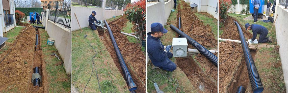 Gölcük kanalizasyon borusunun döşenmesi